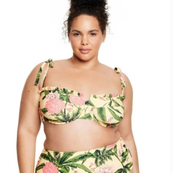 NWT Agua Bendita Peony Botanical Print Underwire Bikini Top (Size W28) - Picture 2 of 5